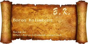 Boros Kolumbusz névjegykártya